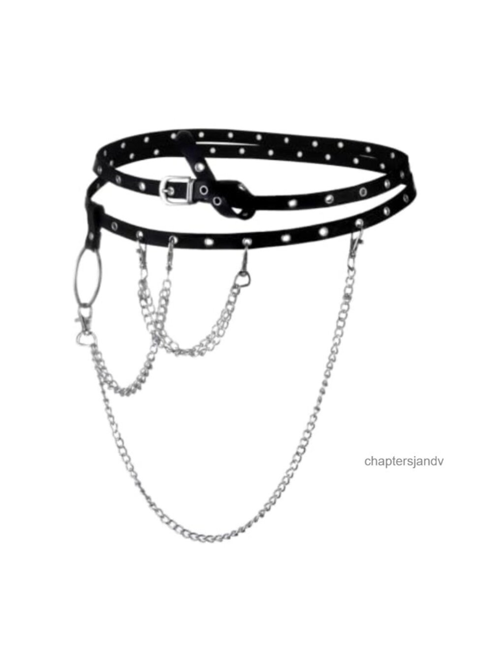 Punk Goth PU Leather Chain Belt Adjustable Medieval Retro Skinny